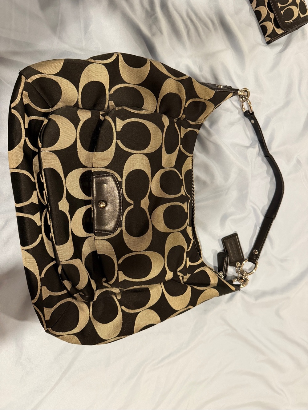 Coach Signature Hobo Bag in Khaki and Black